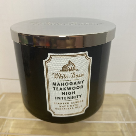 Bath & Body  3-Wick Scented Candle Mahogany Teakwood Intense White Barn (B3-F8) - Picture 1 of 5